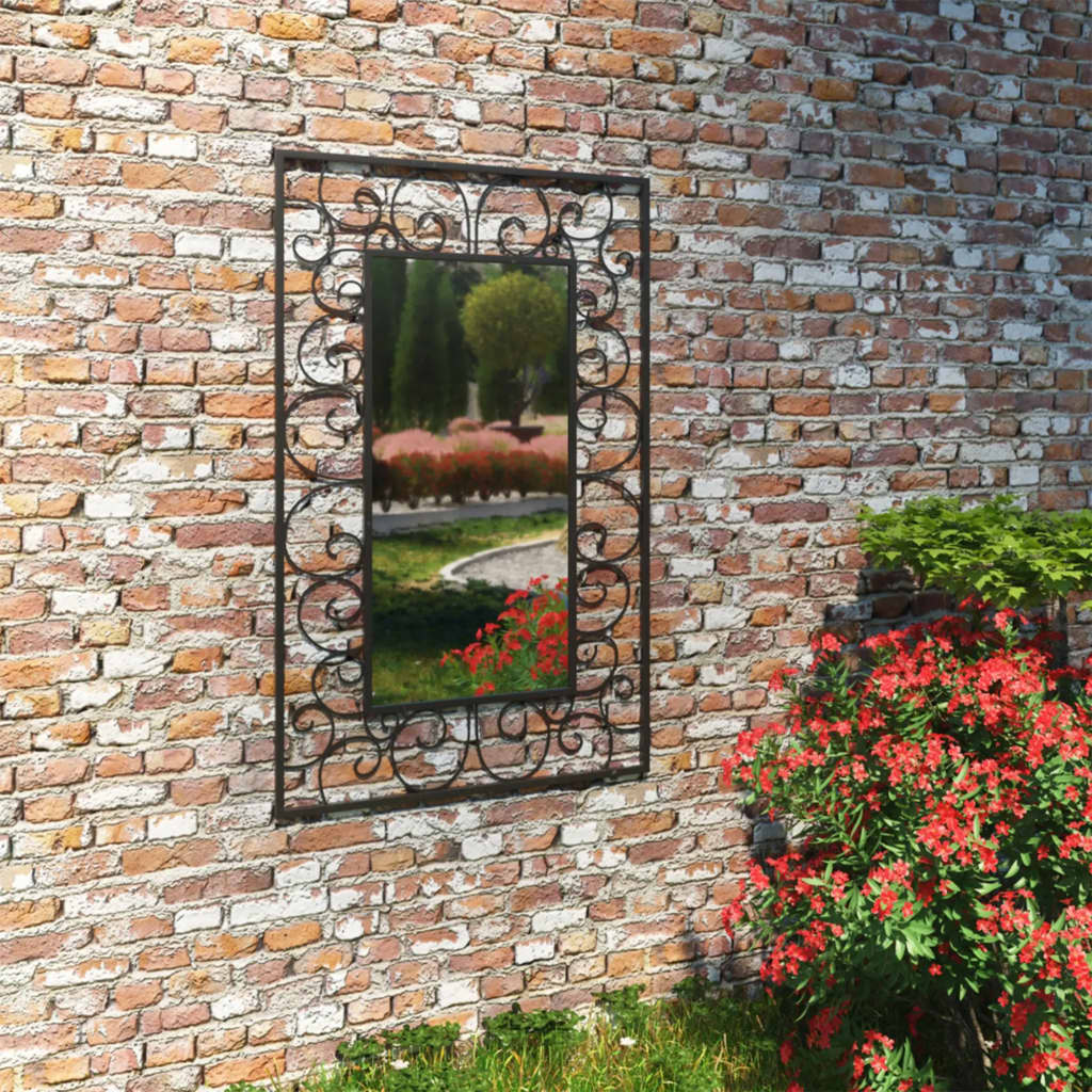 Garten-Wandspiegel Rechteckig 50 x 80 cm Schwarz