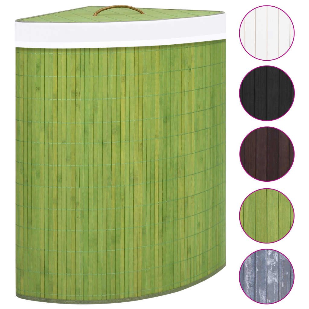 Eck-Wäschekorb Bambus Grün 60 L 