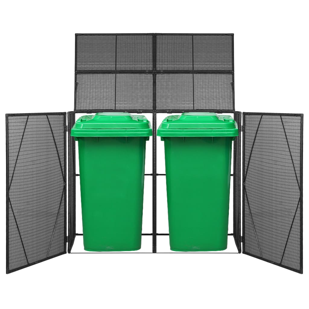 Mülltonnenbox für 2 Tonnen Schwarz 153 x 78 x 120 cm Poly Rattan  