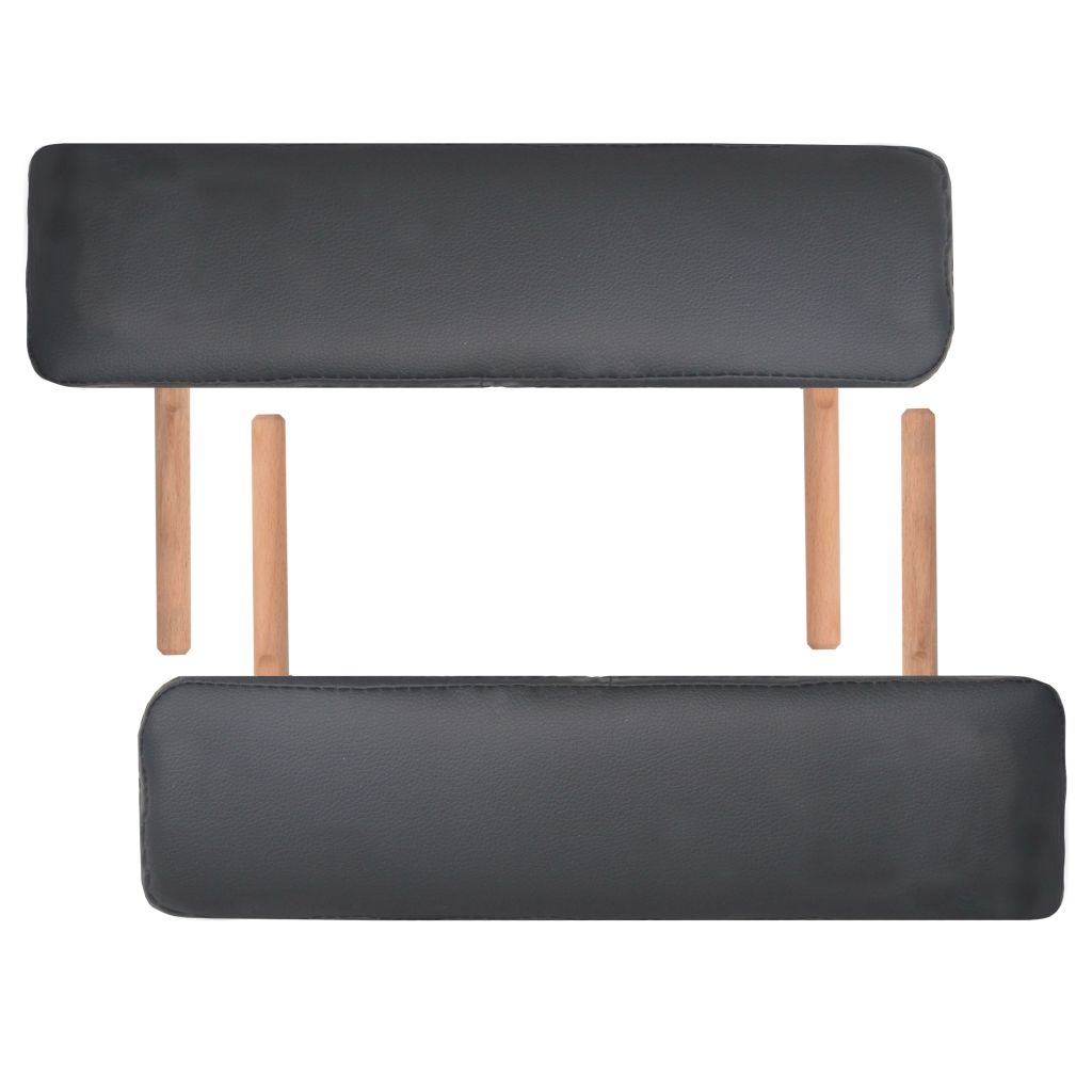 2-Zone Folding Massage Table and Stool Set 10 cm Thick Black