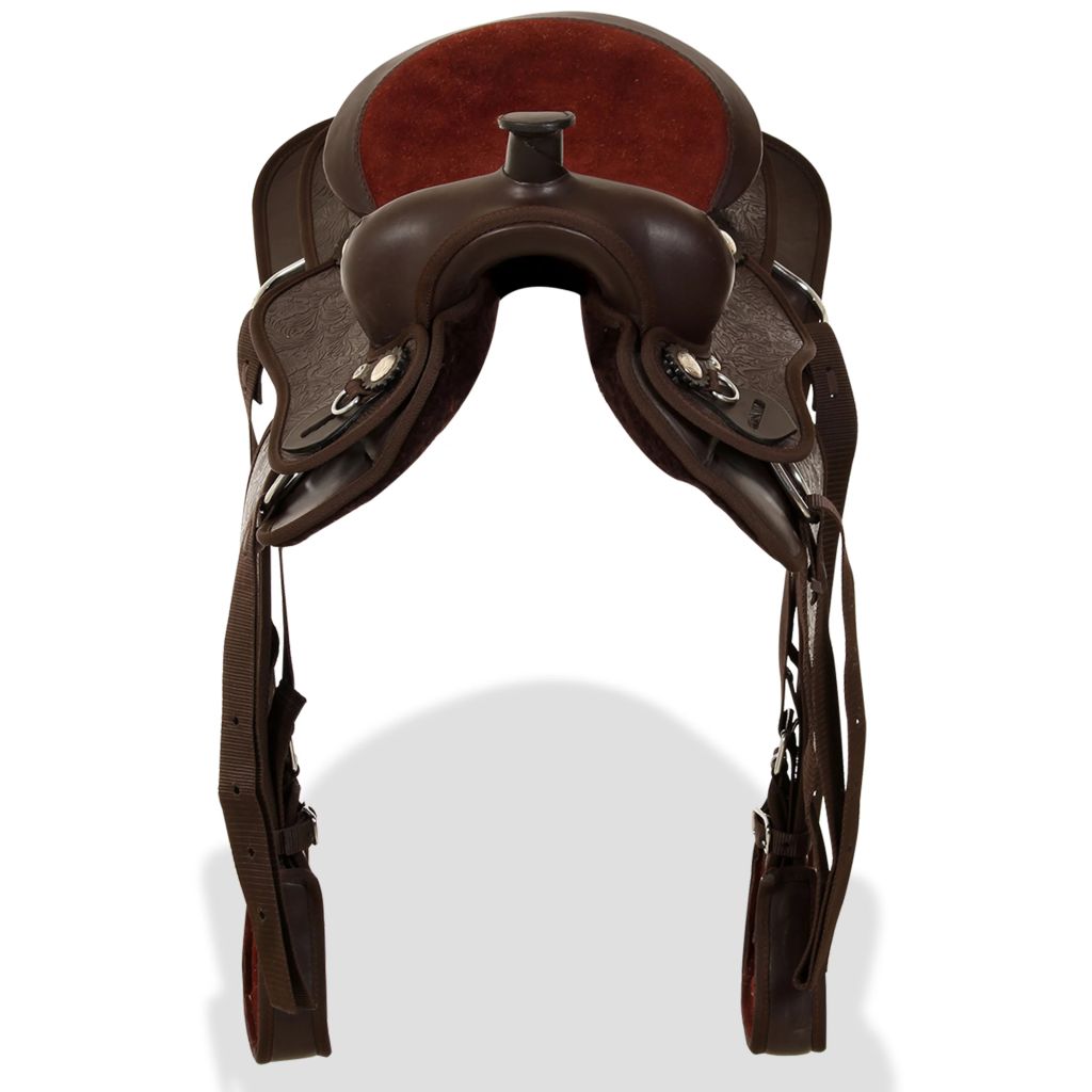 Western Saddle. Headstall&Breast Collar Real Leather 13" Brown