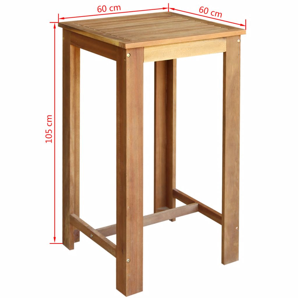 Bar Table 60x60x105 cm Solid Acacia Wood