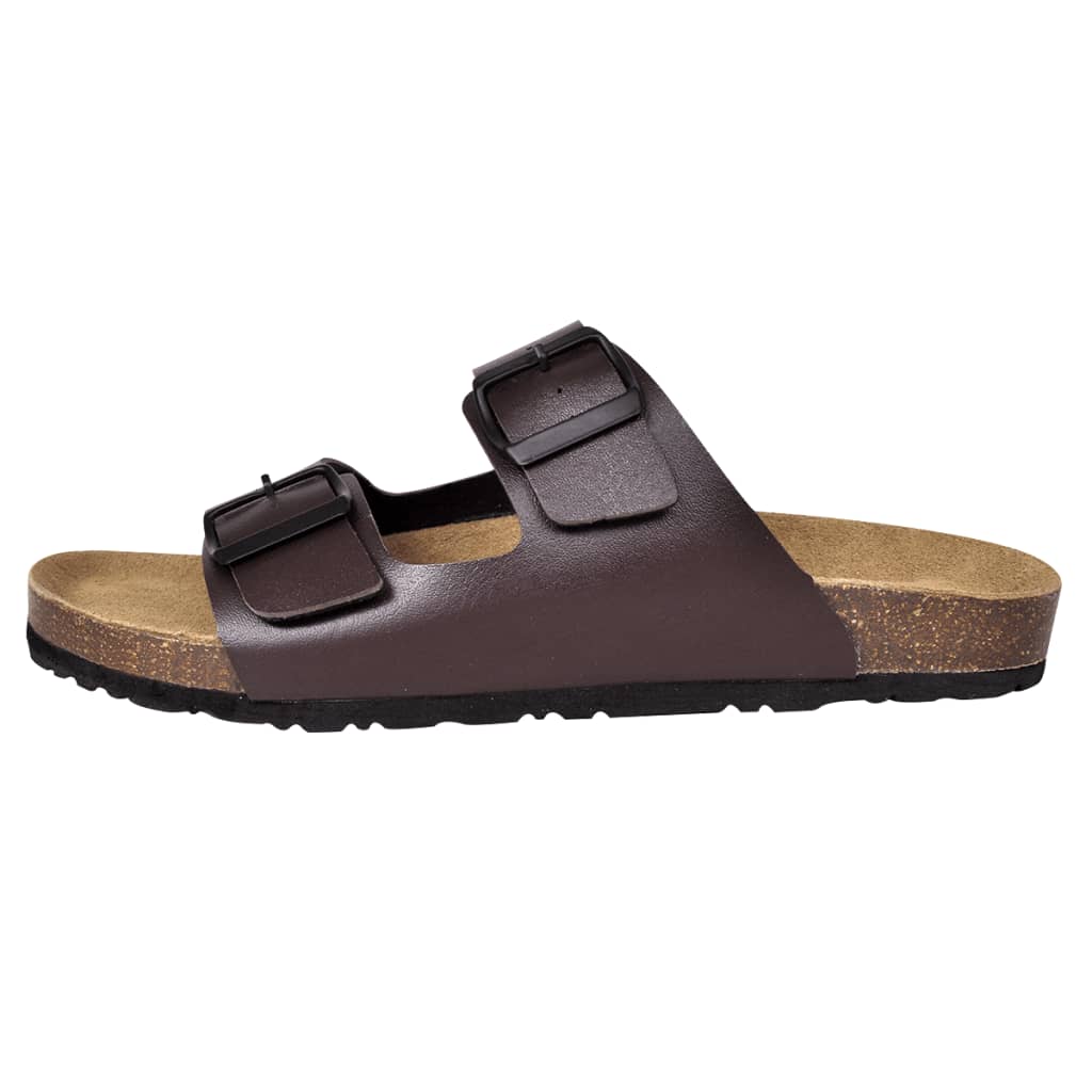 Men's Bio Cork Sandal with 2 Buckle Straps Brown Size 41