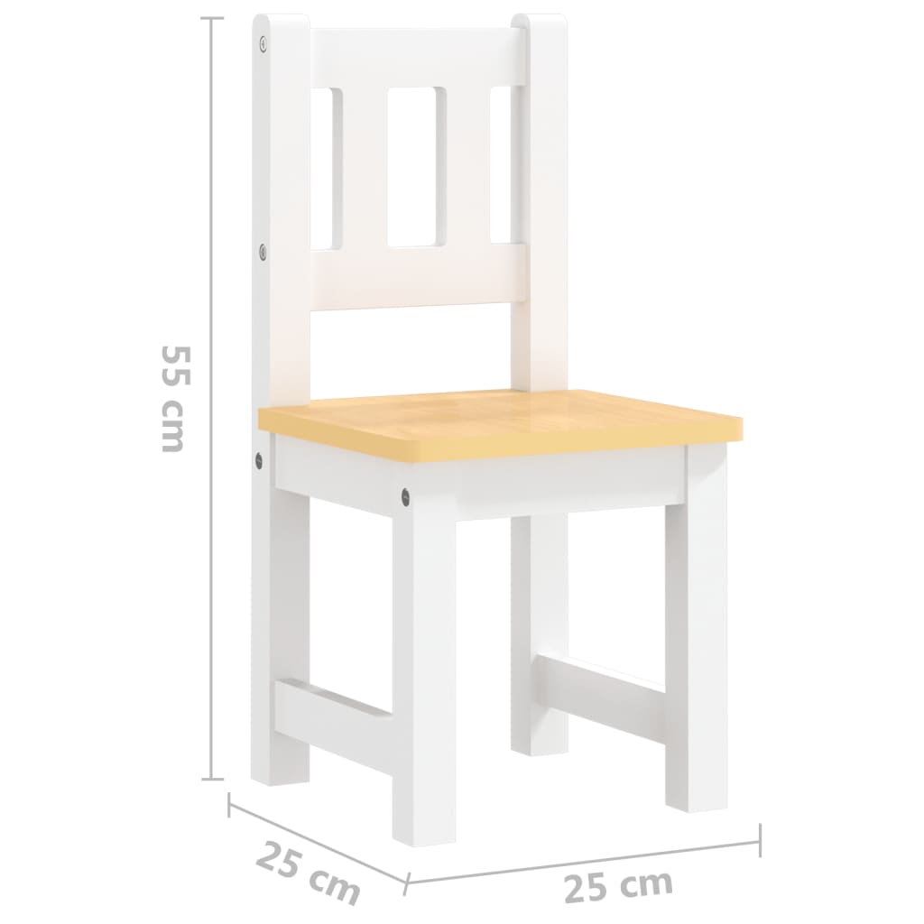 4 Piece Children Table and Chair Set White and Beige MDF