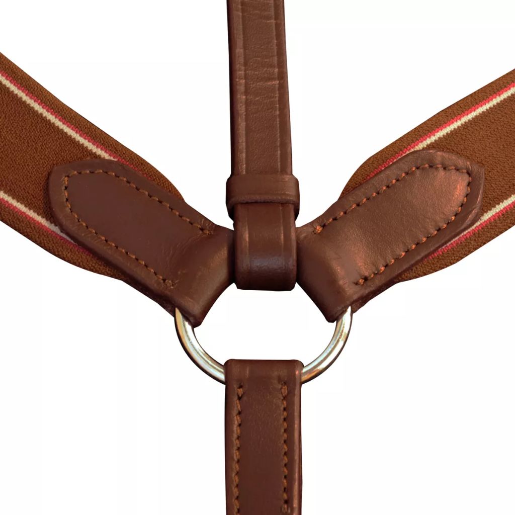 Leather Elastic Breastplate Martingale Adjustable Brown Cob