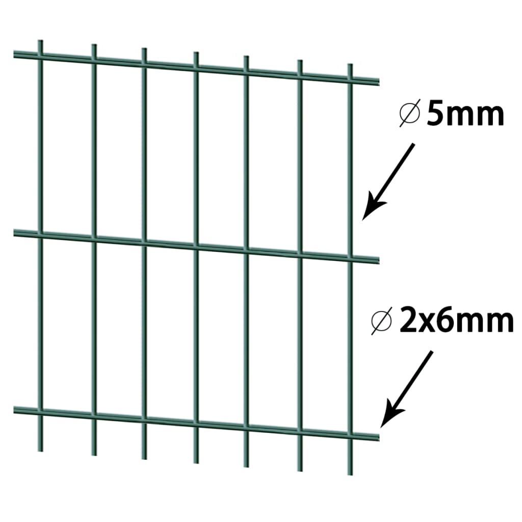 2D Garden Fence Panel and Post 143 cm 10 m Green