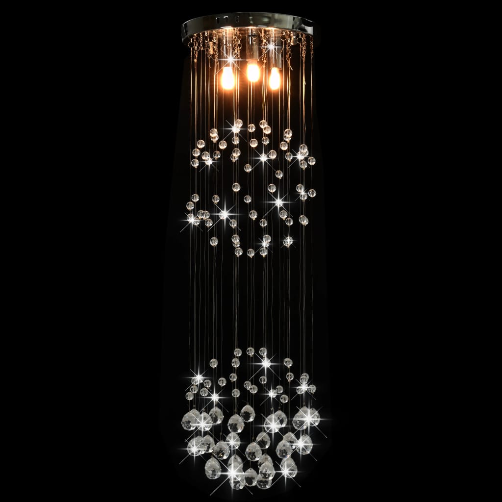 Ceiling Lamp with Crystal Beads Silver Sphere 3 x G9 Bulbs
