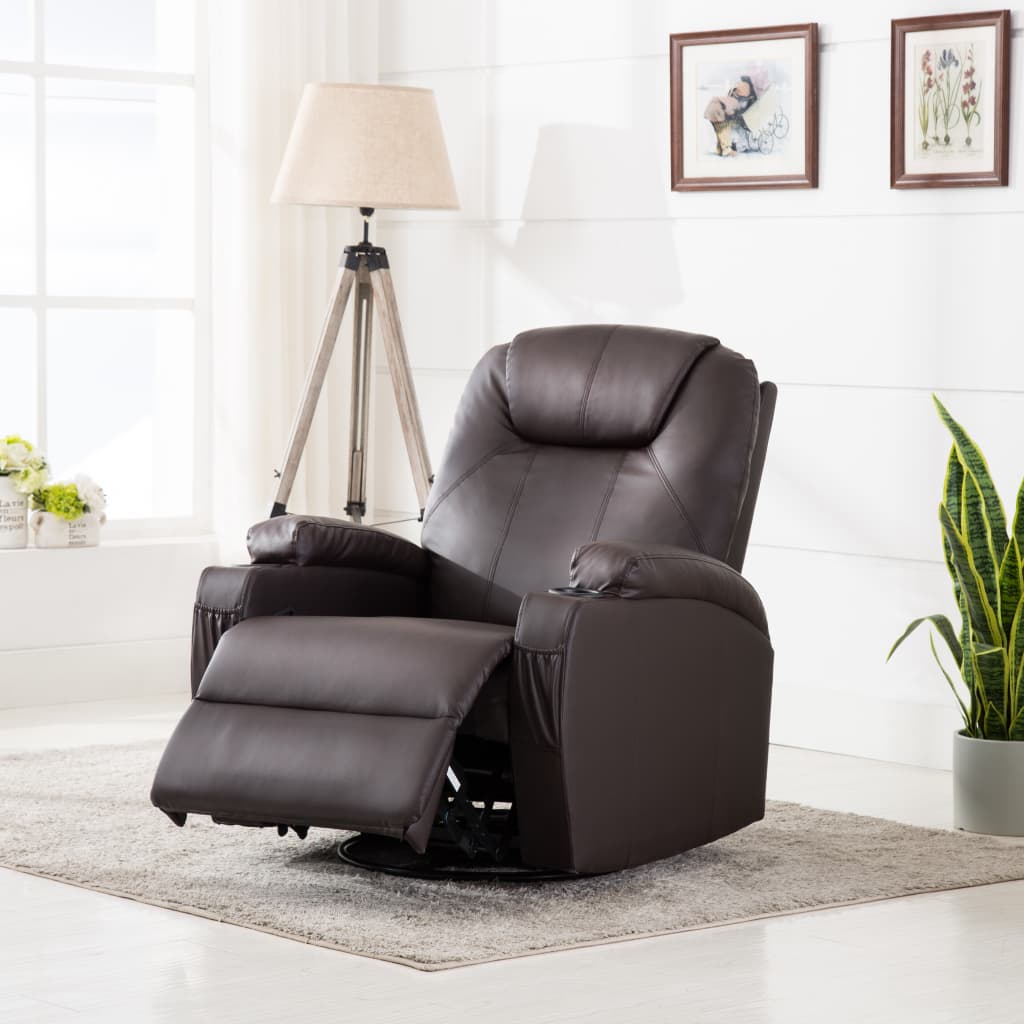 Electric Rocking Massage Chair Faux Leather Brown