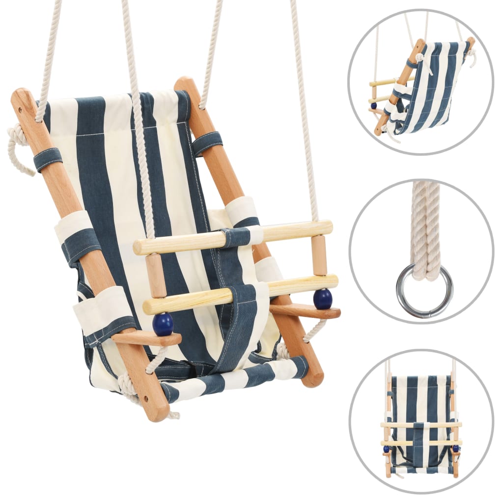 Baby Swing with Safety Belt Cotton Wood Blue