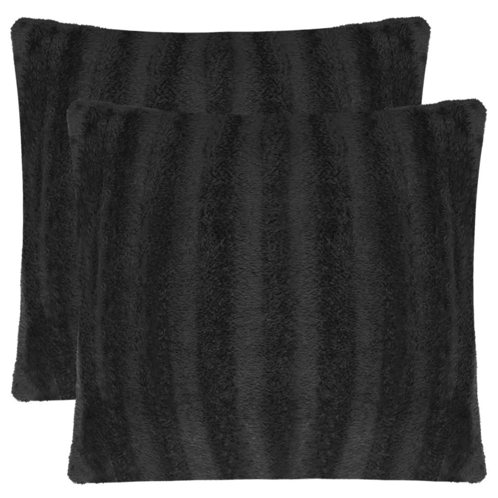 Cushion Covers 2 pcs Faux Fur 50x50 cm Black