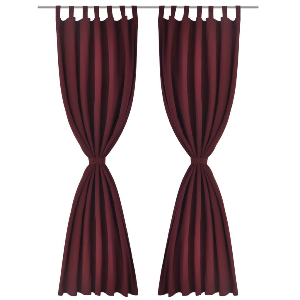 2 pcs Bordeaux Micro-Satin Curtains with Loops 140 x 225 cm