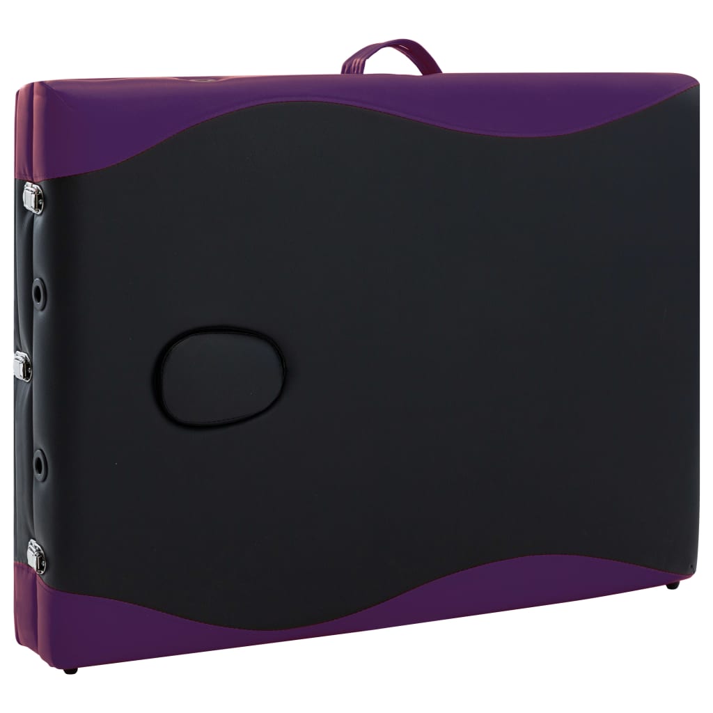 3-Zone Foldable Massage Table Aluminium Black and Purple