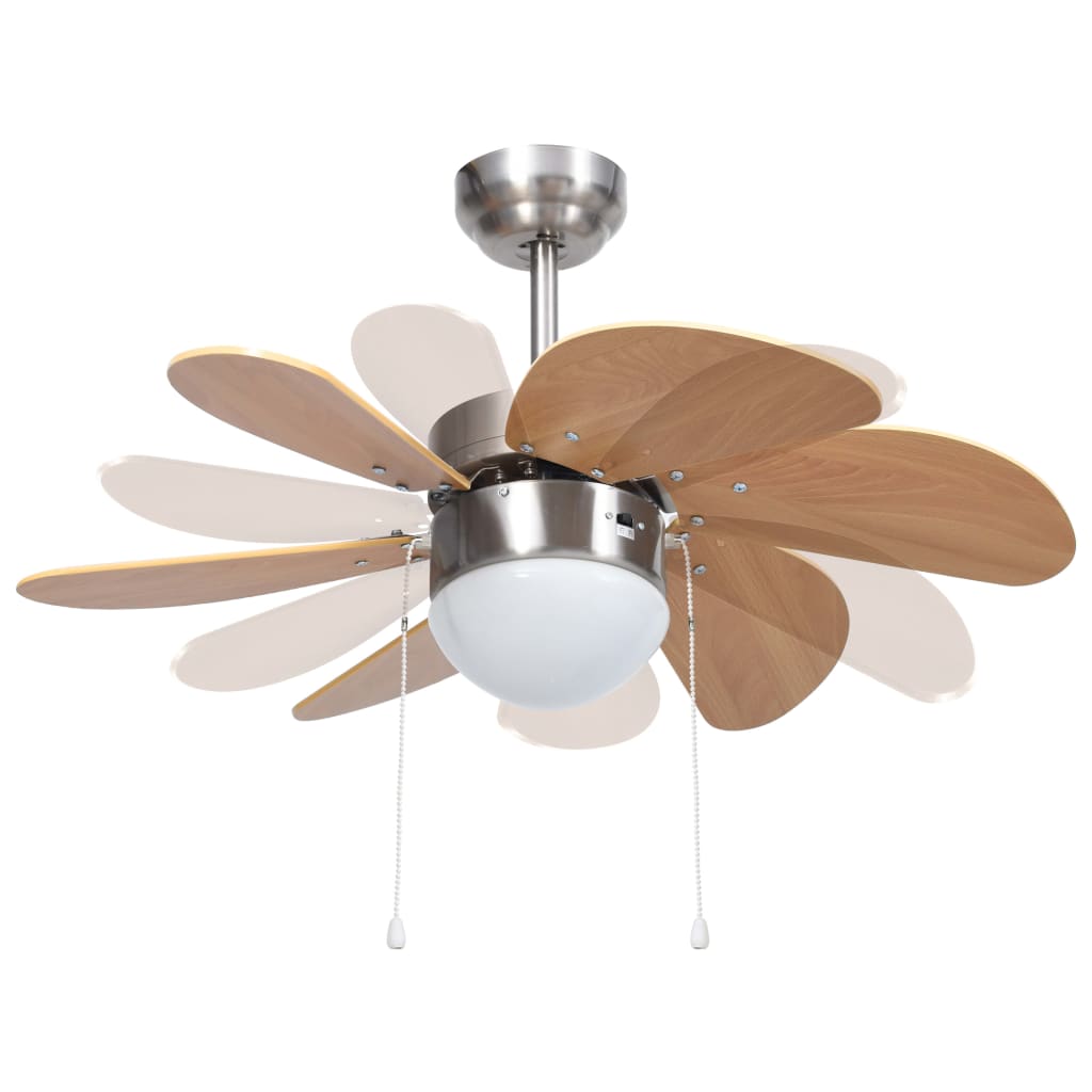 Ceiling Fan with Light 76 cm Light Brown