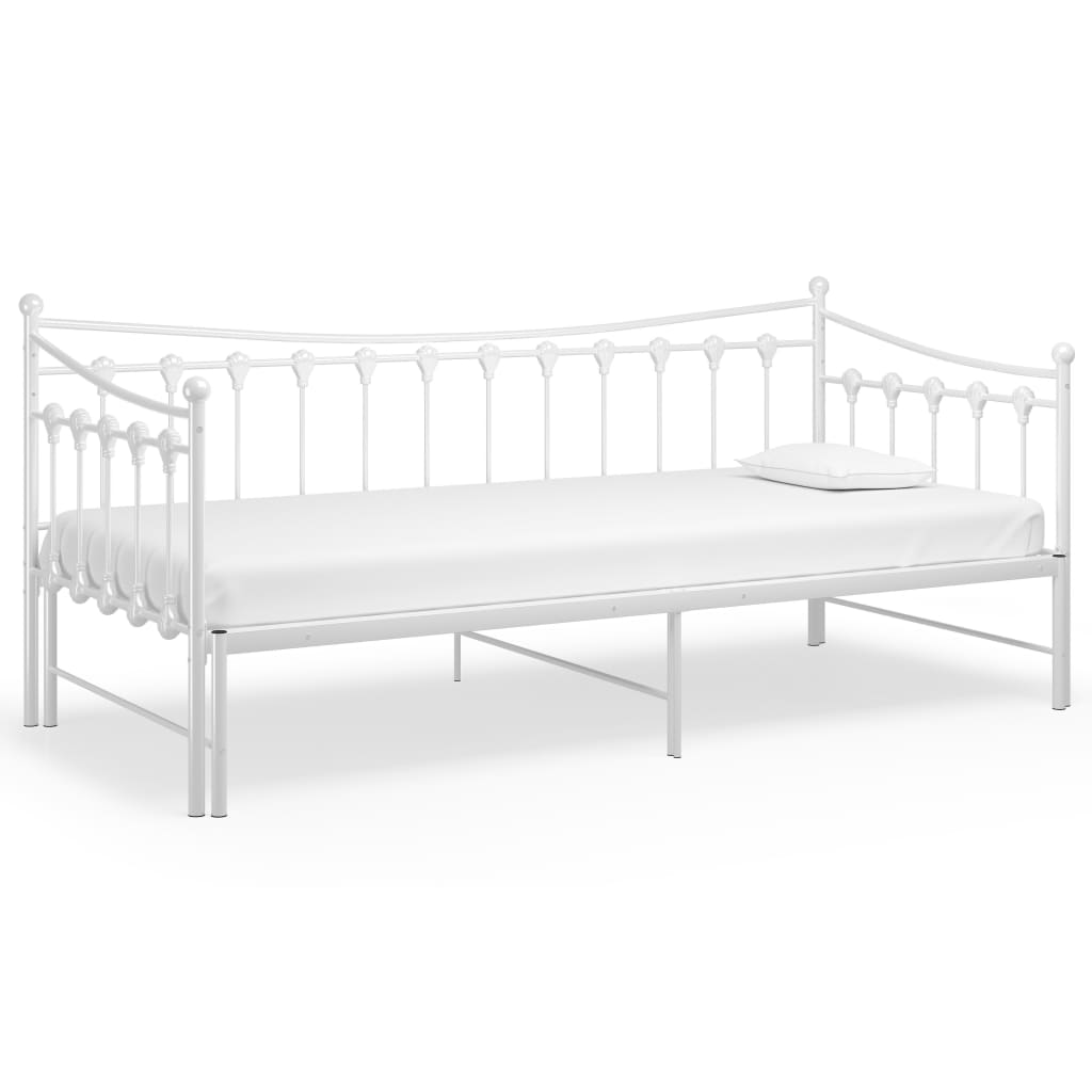 Cadre de canapé-lit extensible Blanc Métal 90x200 cm 