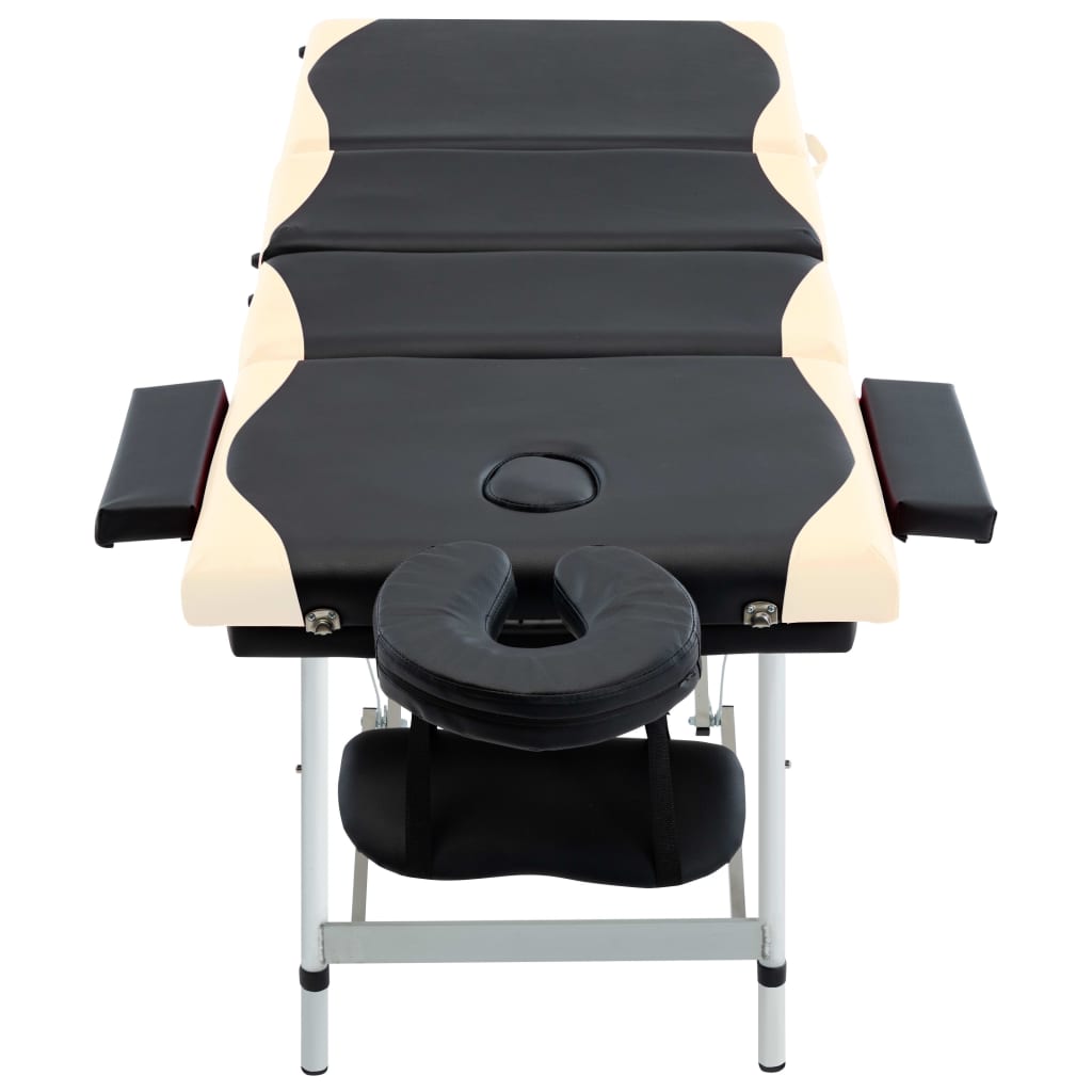 4-Zone Foldable Massage Table Aluminium Black and Beige