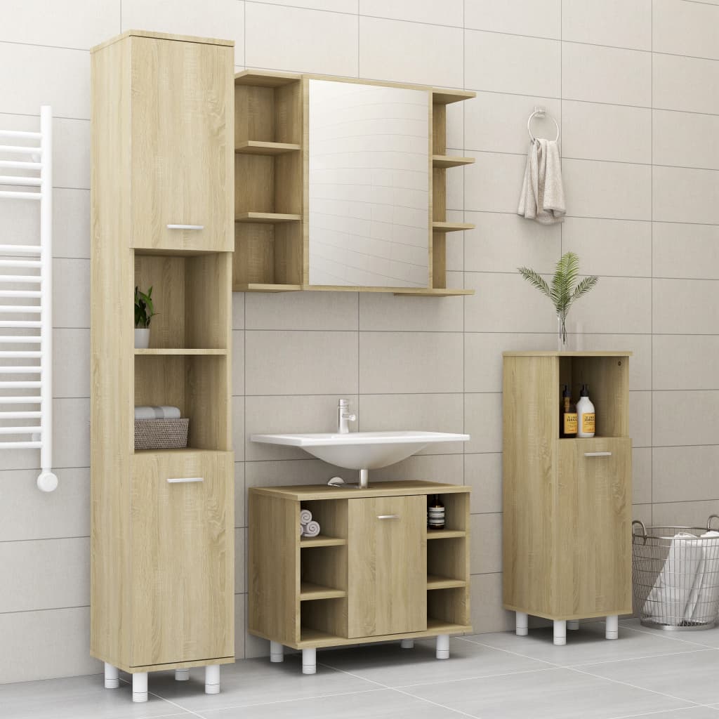 Bathroom Mirror Cabinet Sonoma Oak 80x20.5x64 cm Engineered Wood