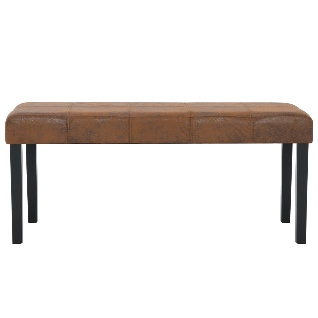 Bench 106 cm Brown Faux Suede Leather