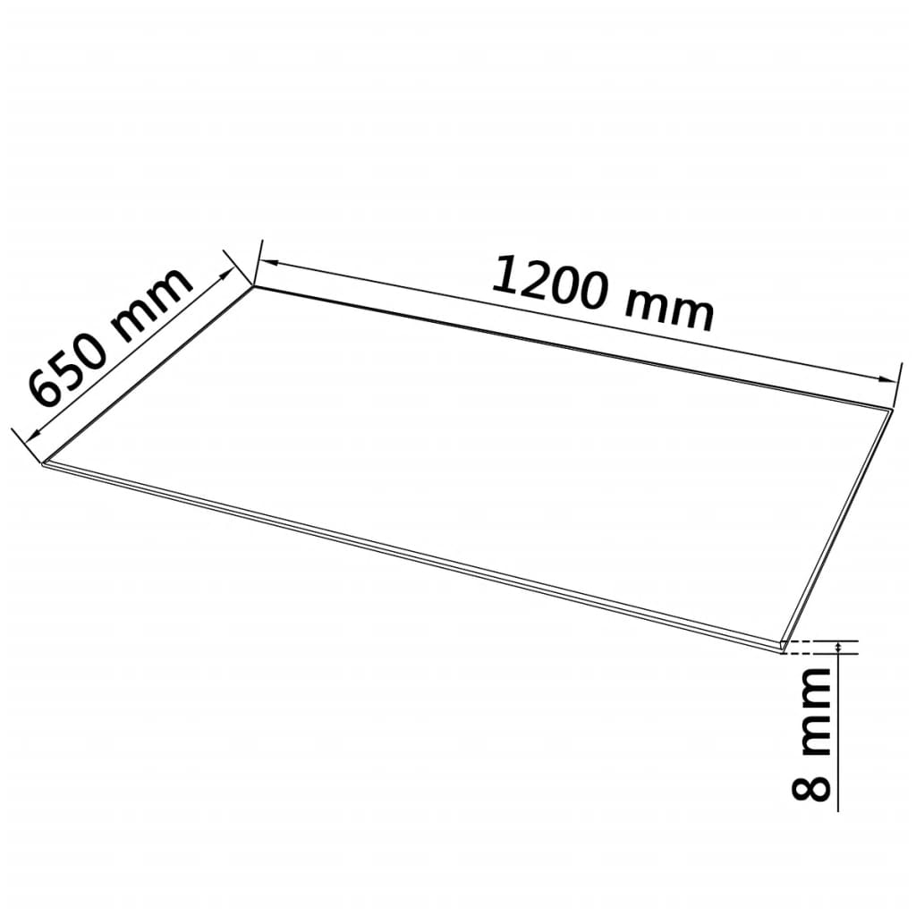 Tischplatte aus gehärtetem Glas rechteckig 1200x650 mm