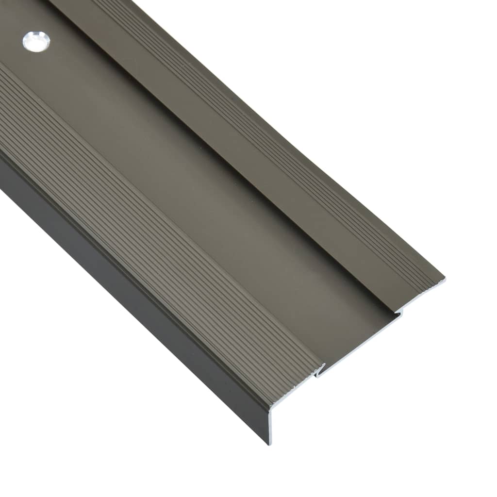 L-shape Stair Nosings 15 pcs Aluminium 100 cm Brown