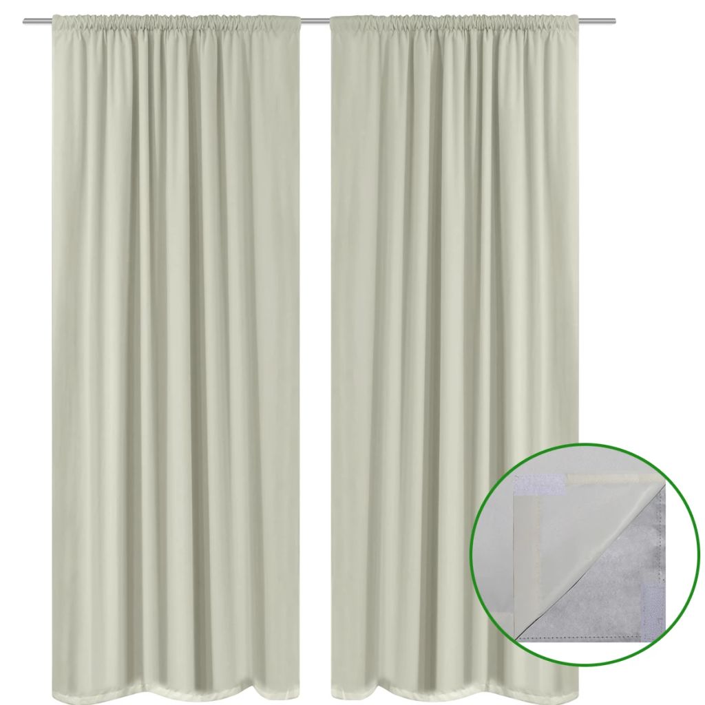 2 pcs Cream Energy-saving Blackout Curtains Double Layer 140 x 245 cm