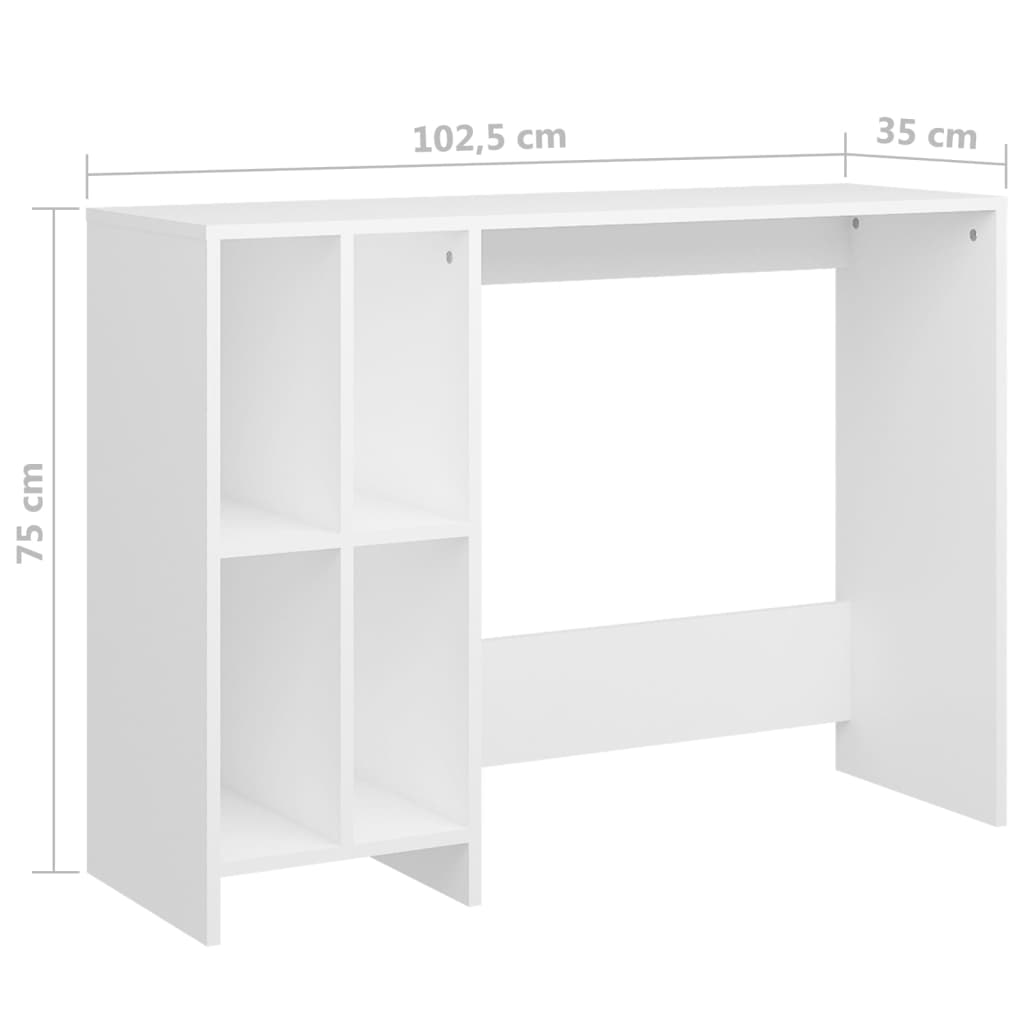 Computertisch Weiss 102,5x35x75 cm Holzwerkstoff