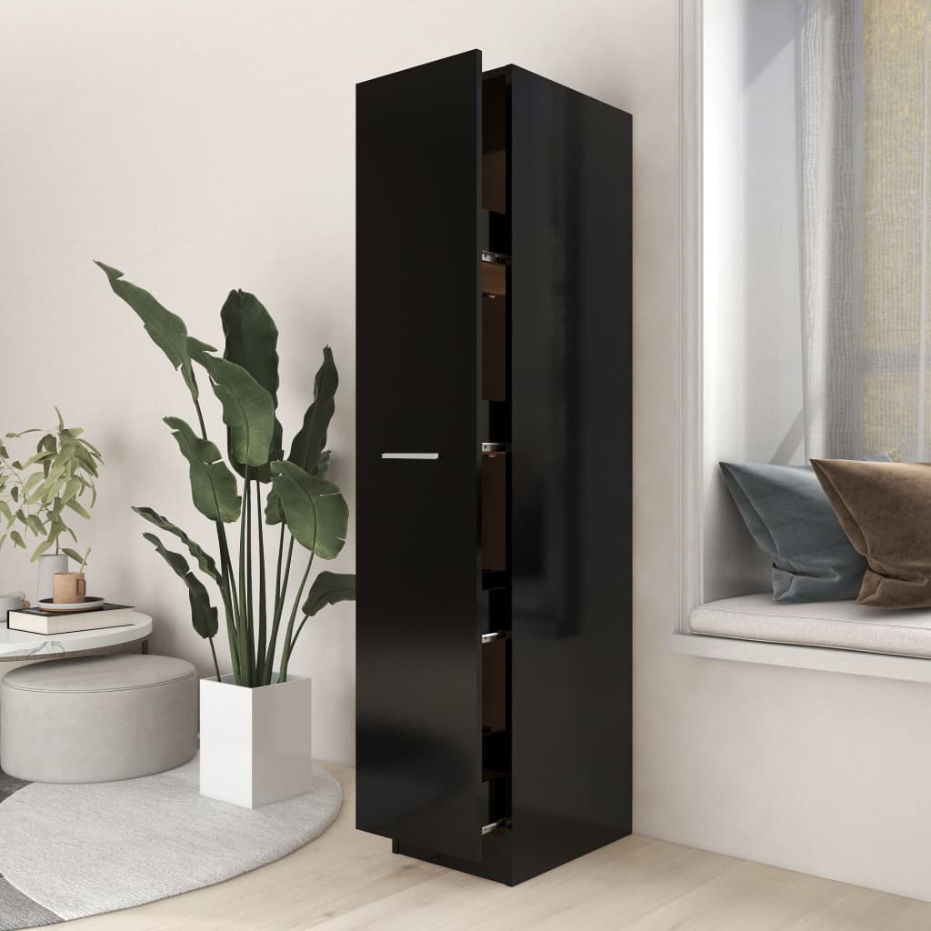 Apothecary Cabinet Black 30x42.5x150 cm Engineered Wood