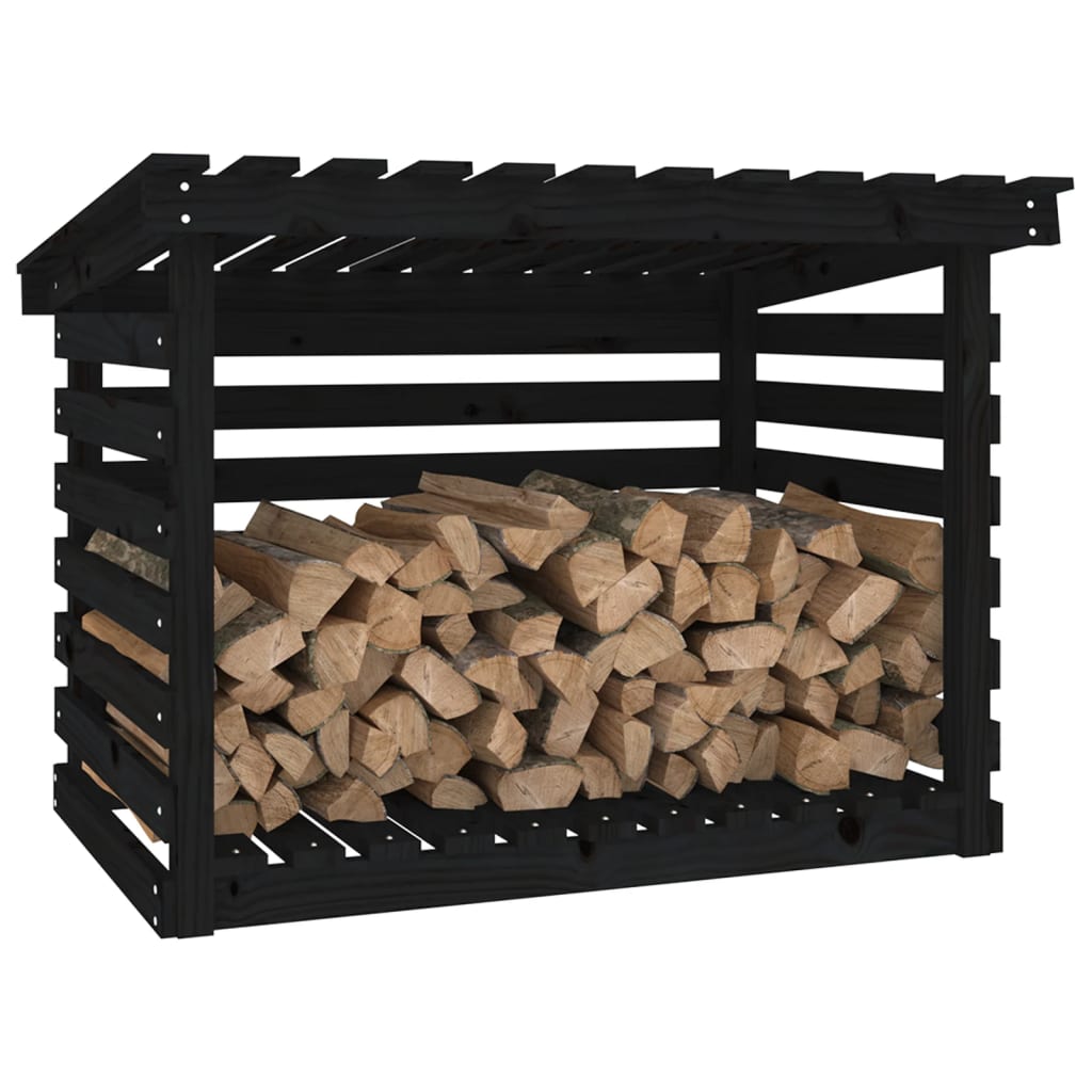Firewood Rack Black 108x73x79 cm Solid Wood Pine