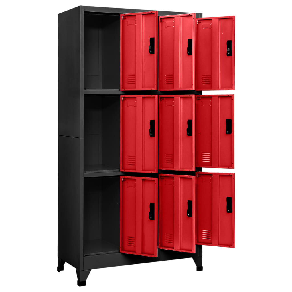 Armoire à casiers Anthracite et rouge 90x45x180 cm Acier