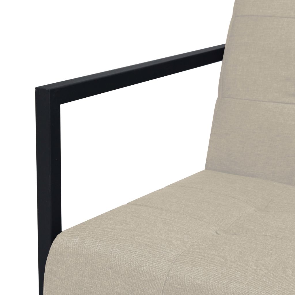 2-Sitzer-Sofa mit Armlehnen Stahl und Stoff Cremeweiss 