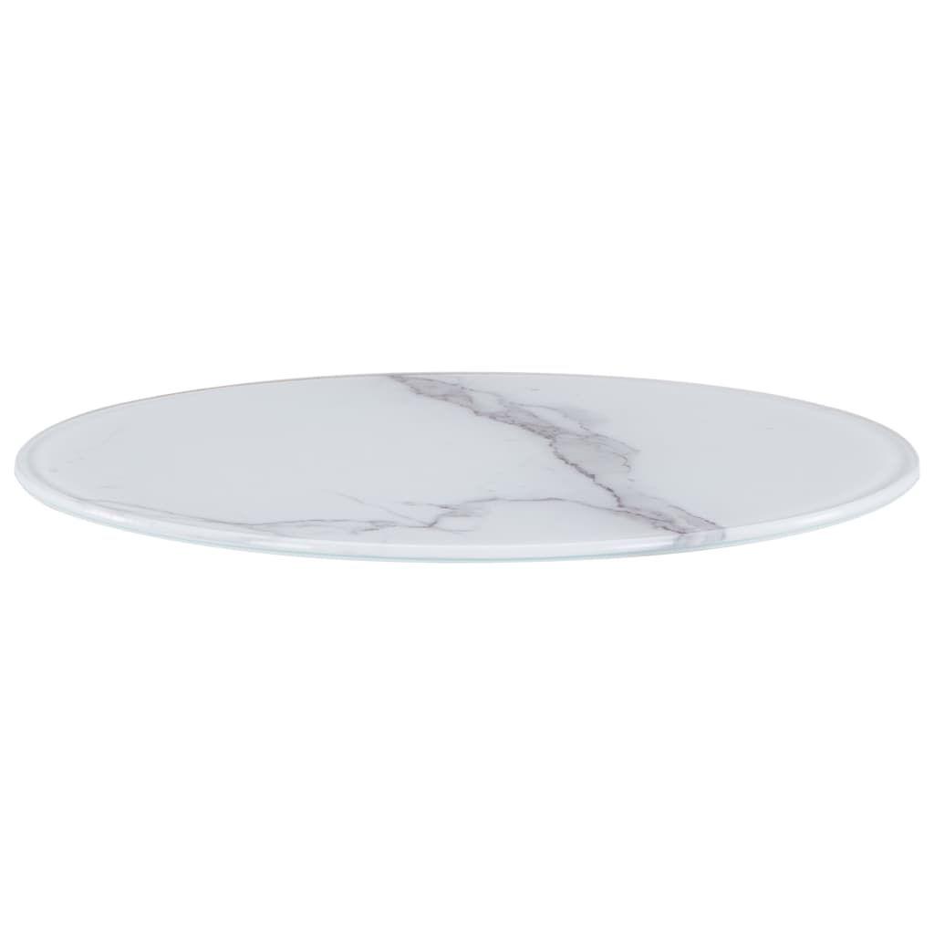 Dessus de table Blanc Ø40 cm Verre avec texture de marbre