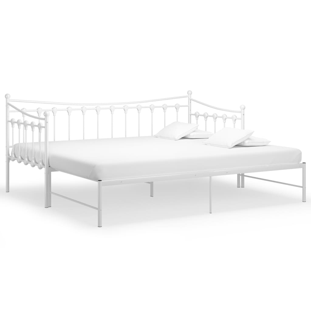 Cadre de canapé-lit extensible Blanc Métal 90x200 cm 