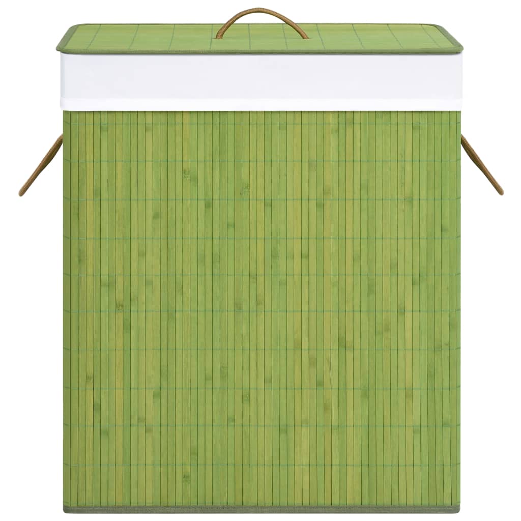 Bambus-Wäschekorb mit 2 Fächern Grün 100 L