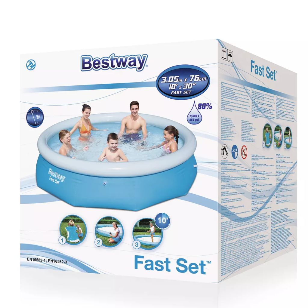 Bestway Fast Set Schwimmbecken Aufblasbar Rund 305×76 cm 57266