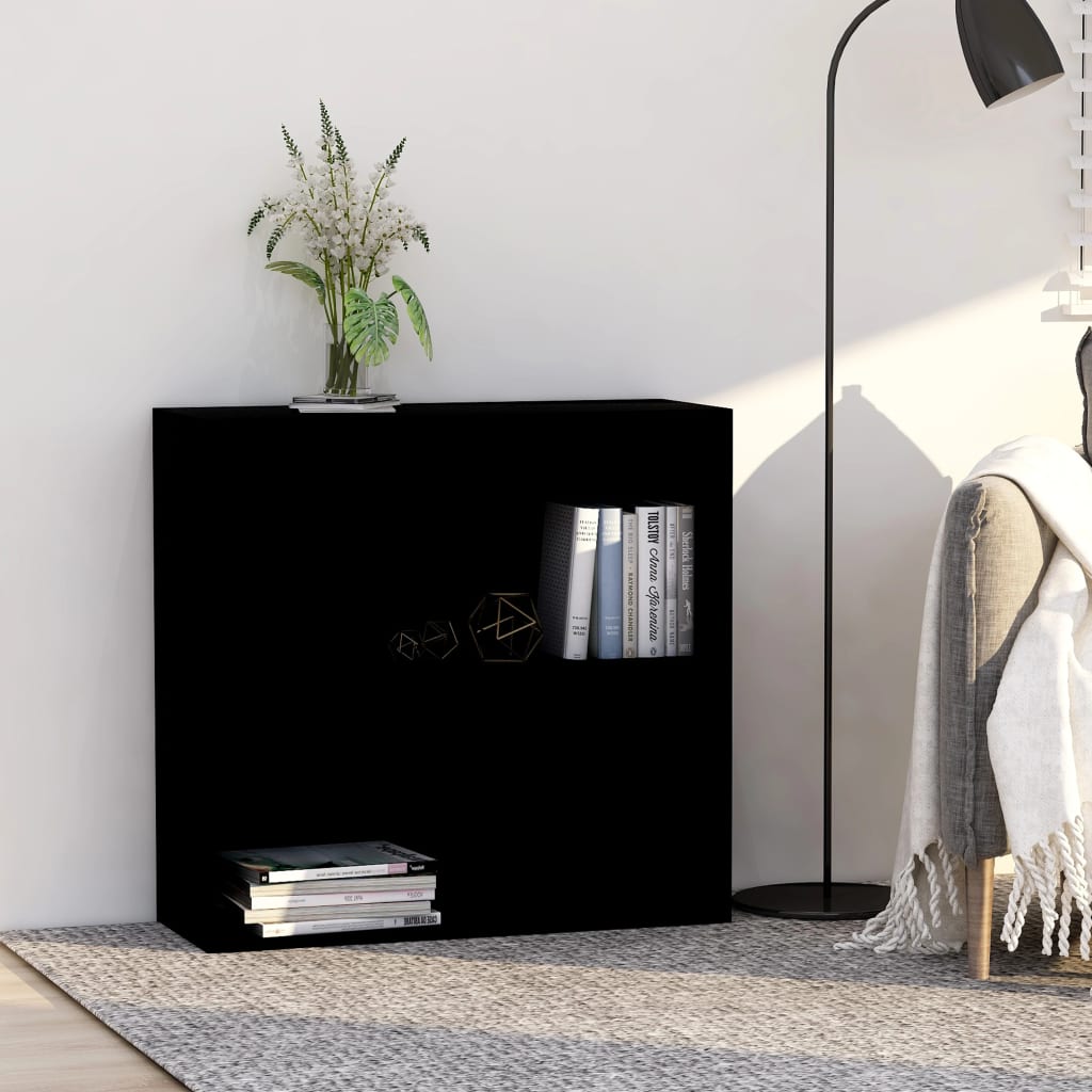 2-Tier Book Cabinet Black 80x30x76.5 cm Engineered Wood