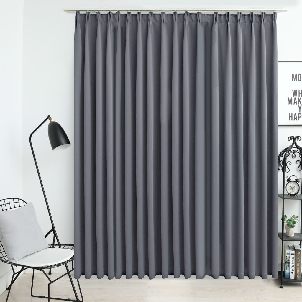 Blackout Curtain with Hooks Grey 290x245 cm