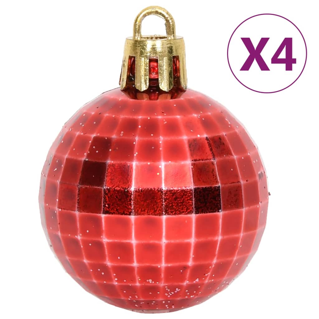 64 Piece Christmas Bauble Set Red and White