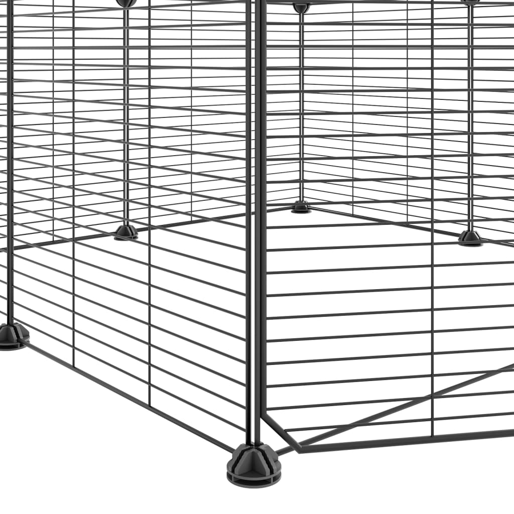 Cage animaux de compagnie à 8 panneaux et porte Noir 35x35 cm