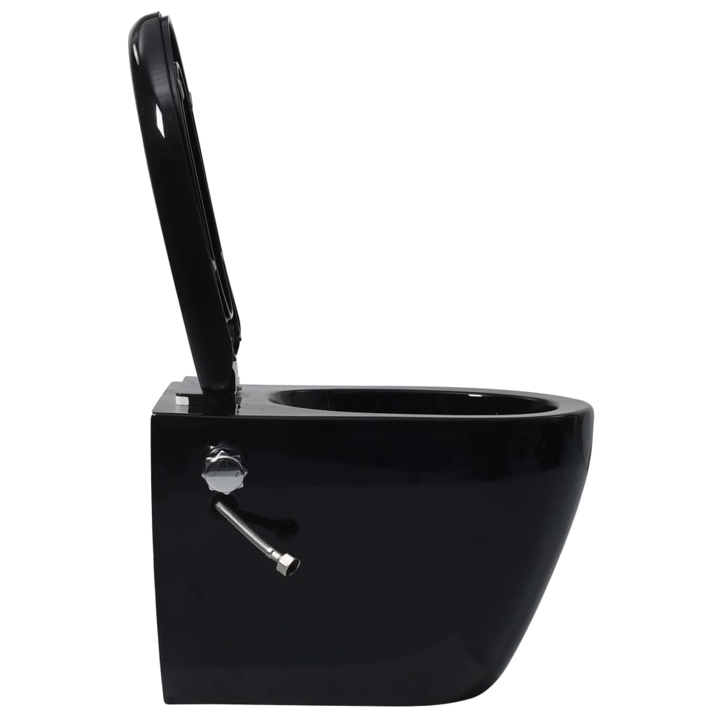 Wall Hung Rimless Toilet with Bidet Function Ceramic Black