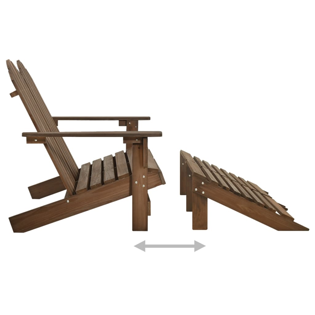 2-Seater Garden Adirondack Chair&Ottoman Fir Wood Brown