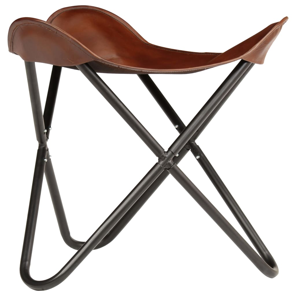 Butterfly Stool Brown Real Leather