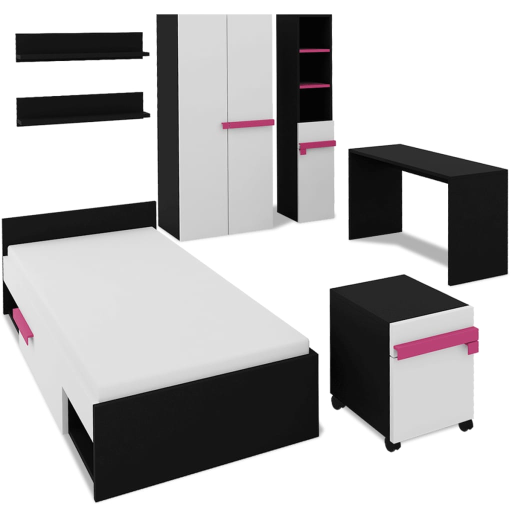 Siebenteiliges Kinderschlafzimmer-Set Pink