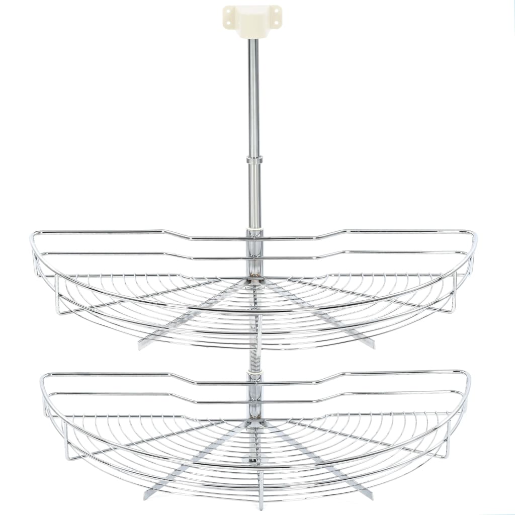 2-Tier Kitchen Wire Basket Silver 180 Degree 75x38x80 cm
