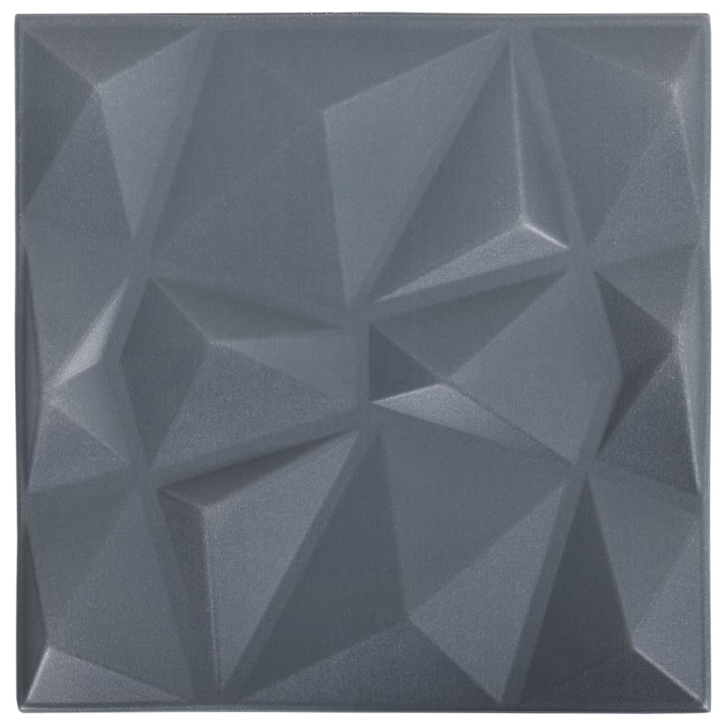 3D Wall Panels 24 pcs 50x50 cm Diamond Grey 6 m²