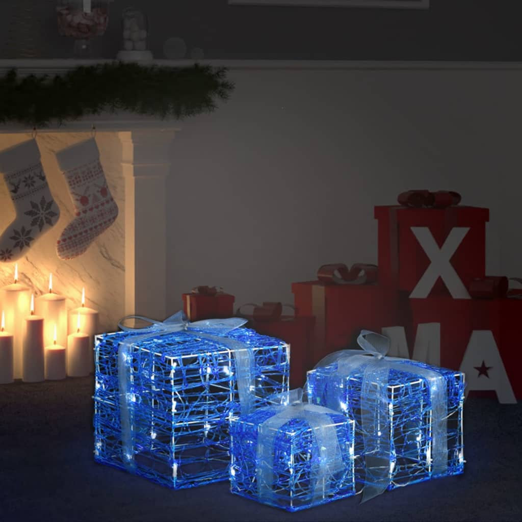 Boîtes-cadeaux de Noël décoratives 3 pcs Acrylique Blanc froid