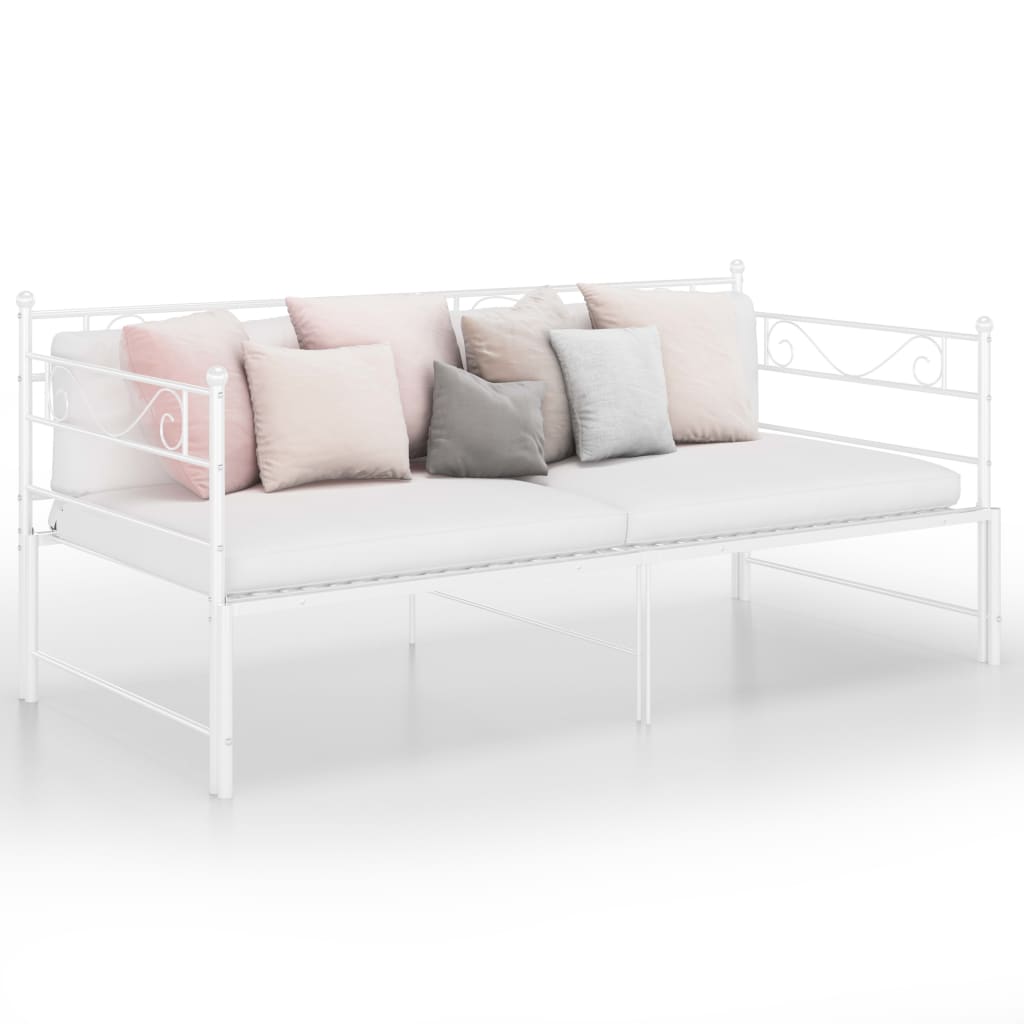Cadre de canapé-lit extensible blanc métal 90x200 cm