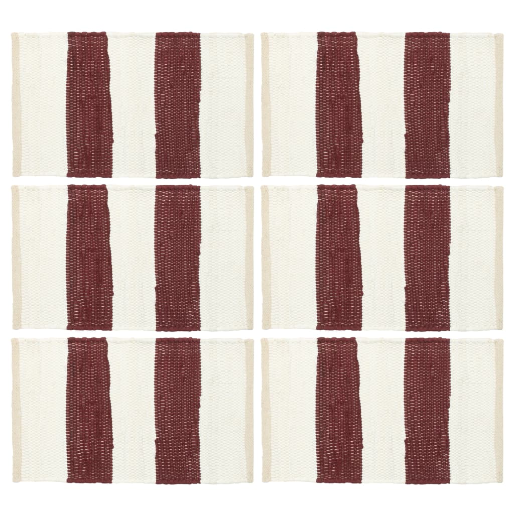 Placemats 6 pcs Chindi Stripe Burgundy and White 30x45 cm