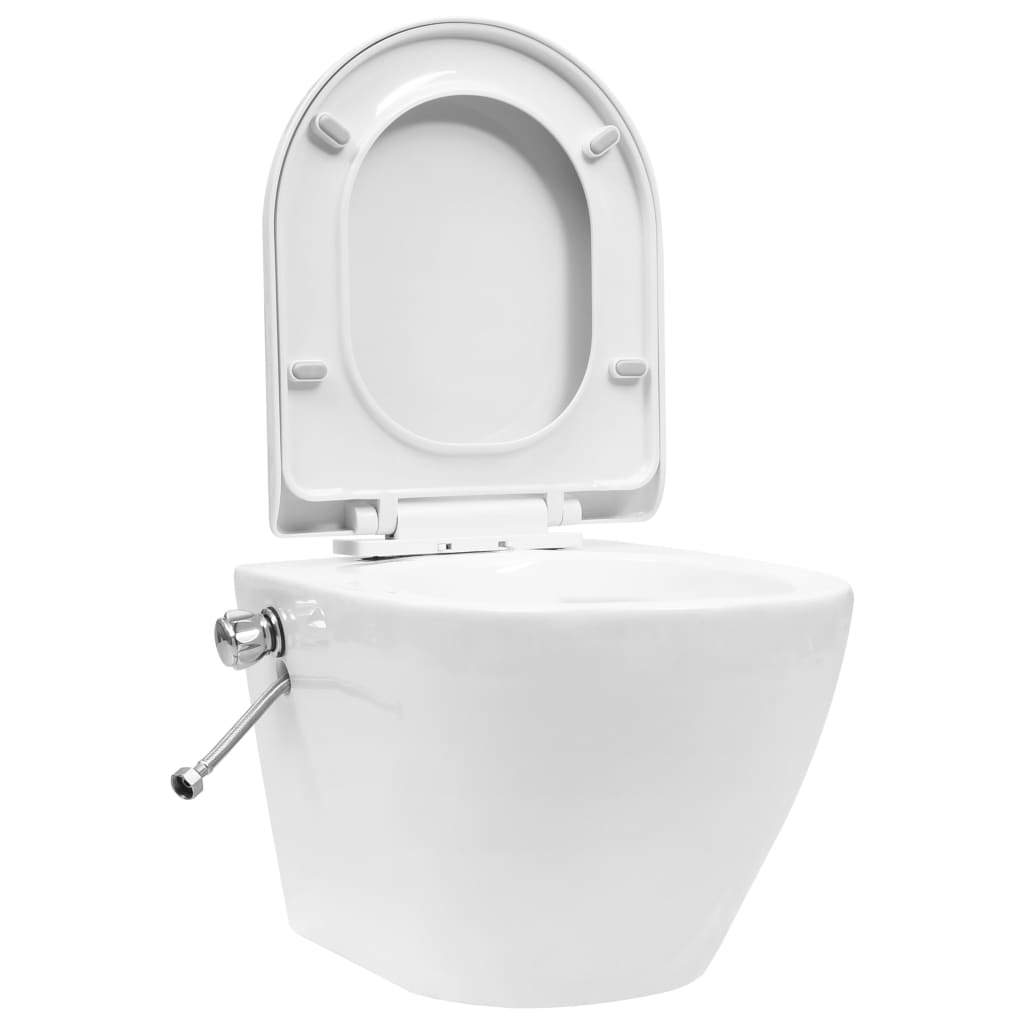 Wall Hung Rimless Toilet with Concealed Cistern Ceramic White