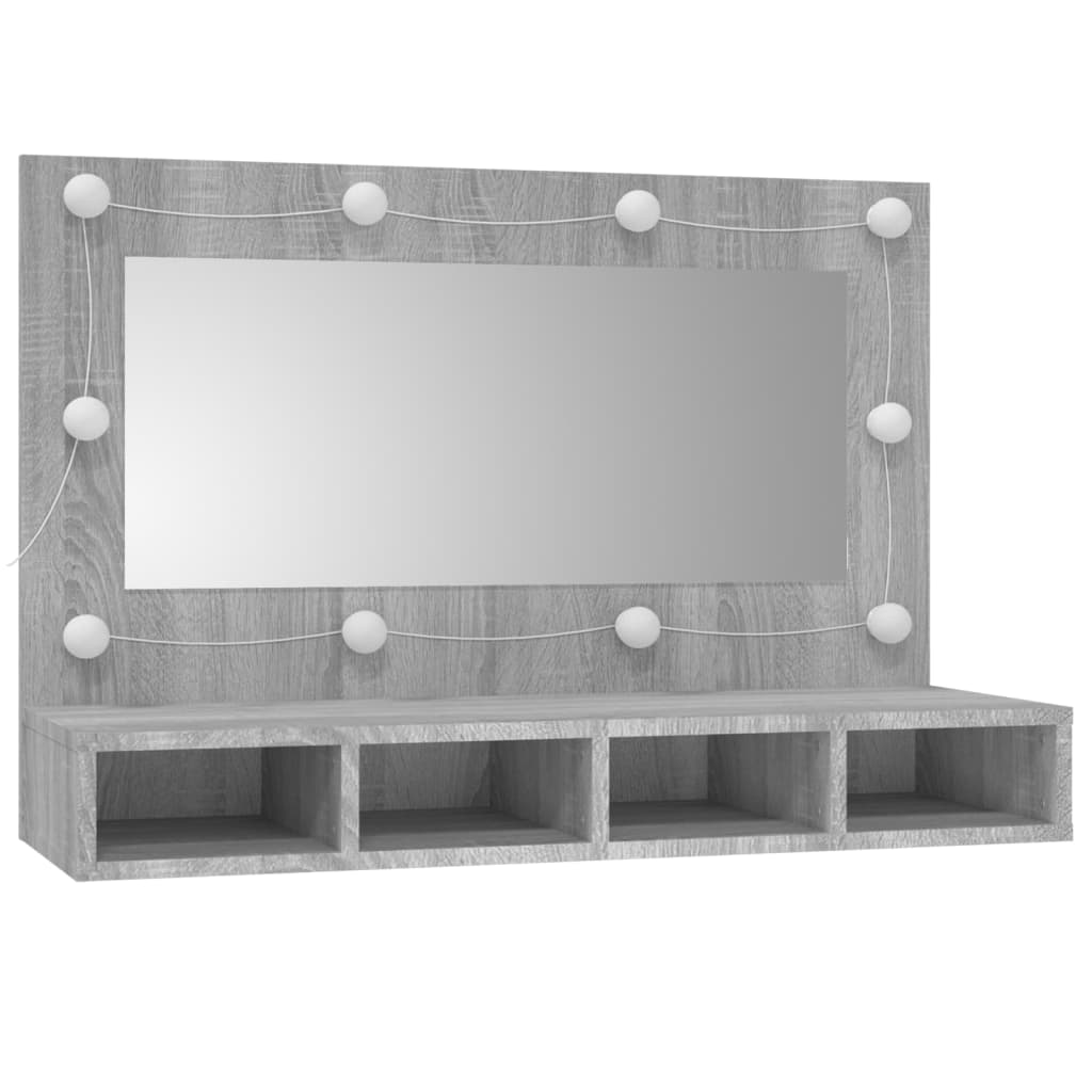 Armoire à miroir avec LED Sonoma gris 90x31,5x62 cm