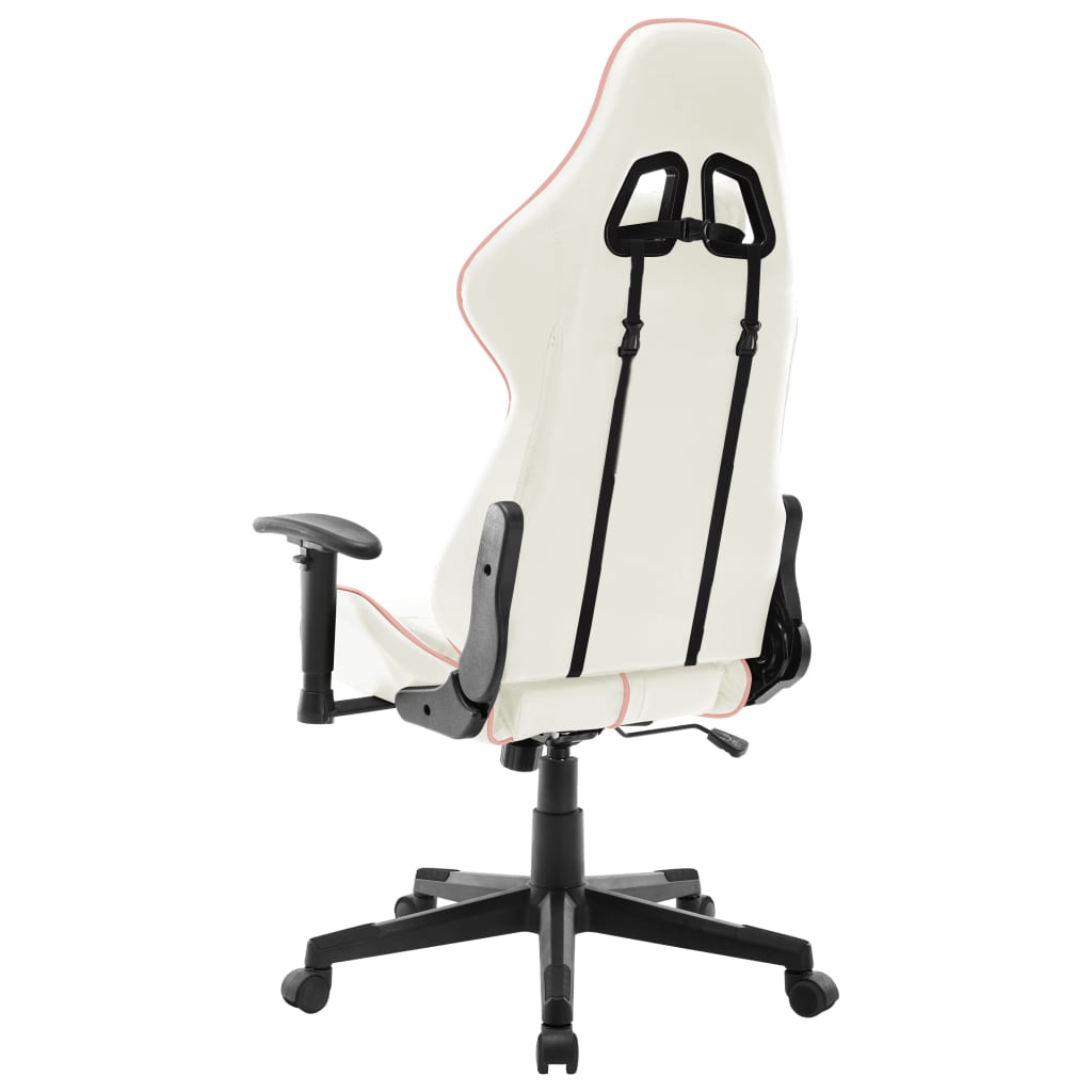 Gaming Chair White and Pink Artificial Leather