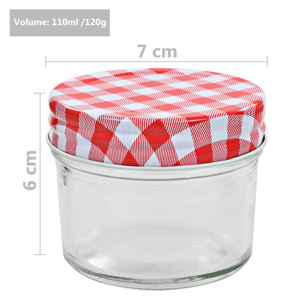 Marmeladengläser mit Weissen/Roten Deckeln 24 Stk. 110 ml